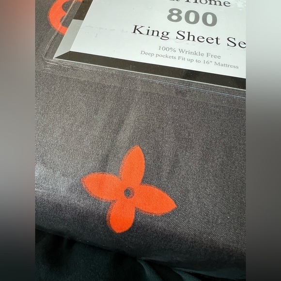 New King Sheet Set - Charcoal and Orange - Picture 2 of 3
